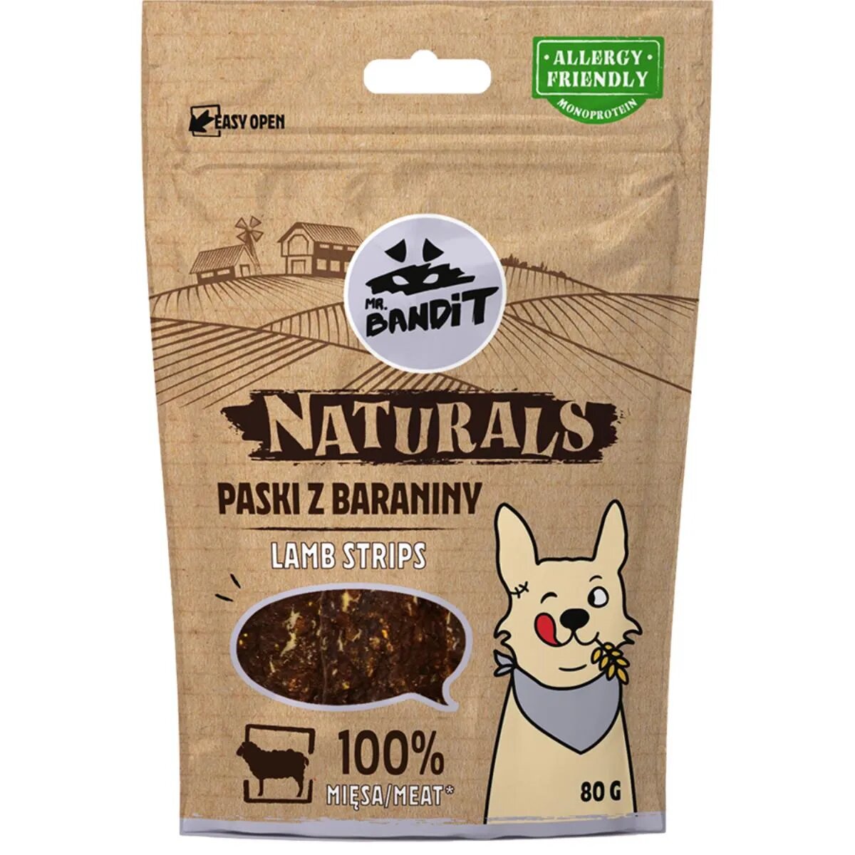 Mr Bandit Natural Stripes XS-XL Miel punguță recompense monoproteică fără cereale câini 80g