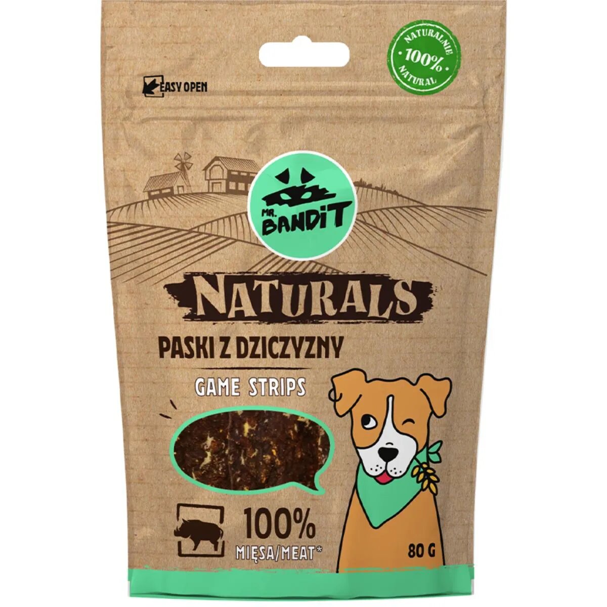 Mr Bandit Natural Stripes XS-XL Vânat punguță recompense monoproteică fără cereale câini 80g