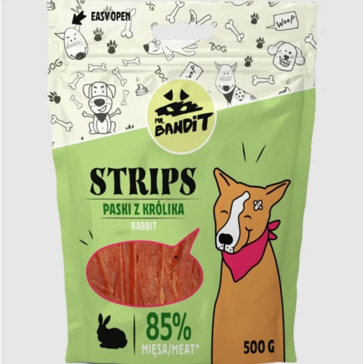 Mr Bandit Strips XS-XL Iepure punguță recompense fără cereale câini 500g