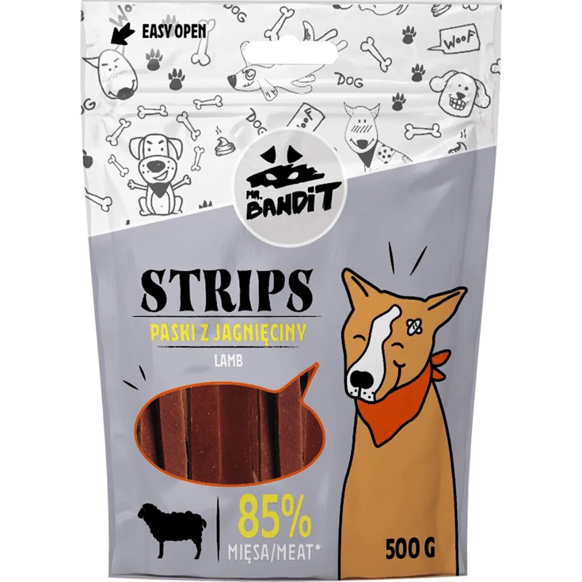 Mr Bandit Strips XS-XL Miel punguță recompense fără cereale câini 500g