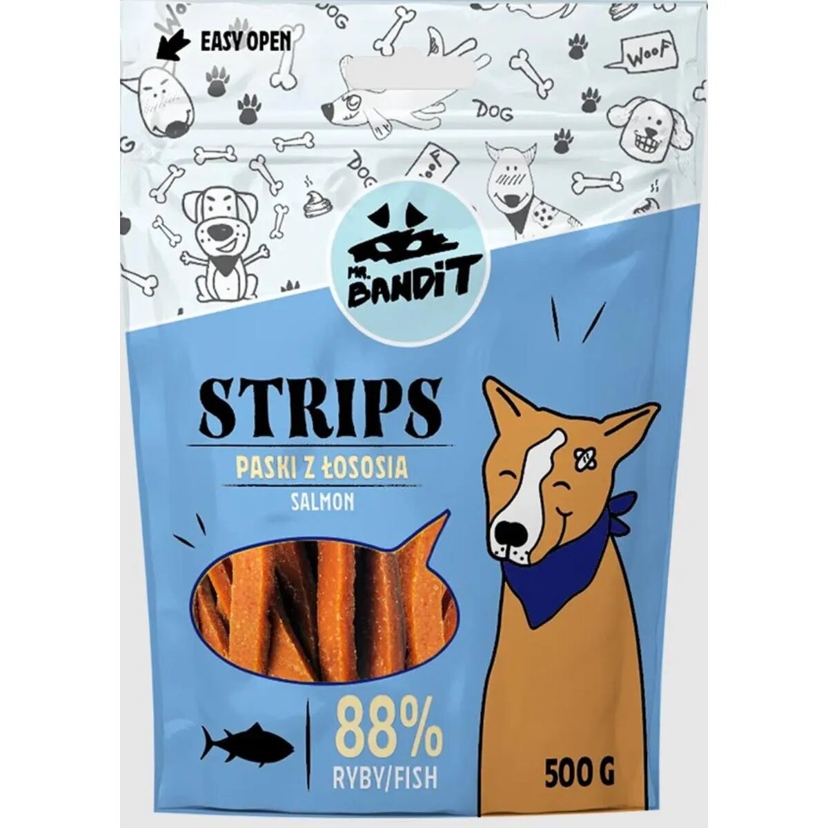 Mr Bandit Strips XS-XL Somon punguță recompense fără cereale câini 500g