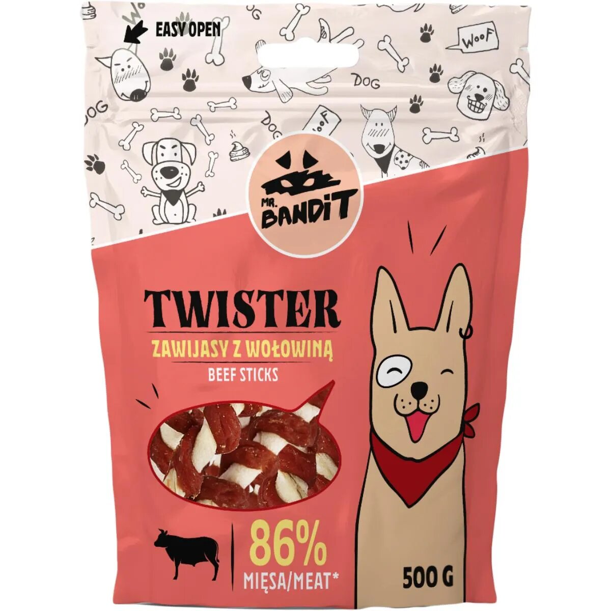 Mr Bandit Twister XS-XL Vită punguță recompense câini 500g