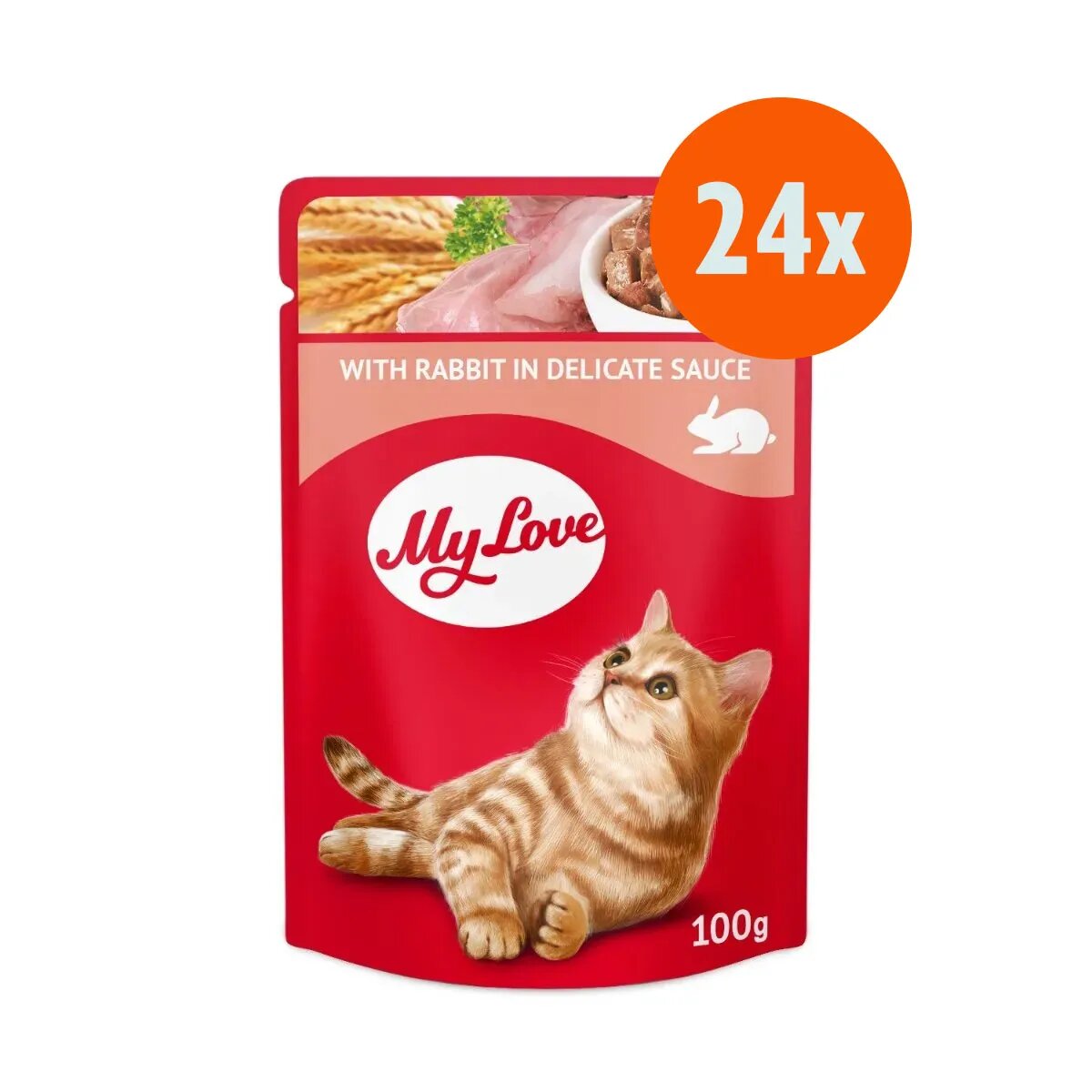 MY LOVE Iepure hrană umedă pisici (în sos) Iepure plic hrană umedă pisici (în sos) 85g x 24buc