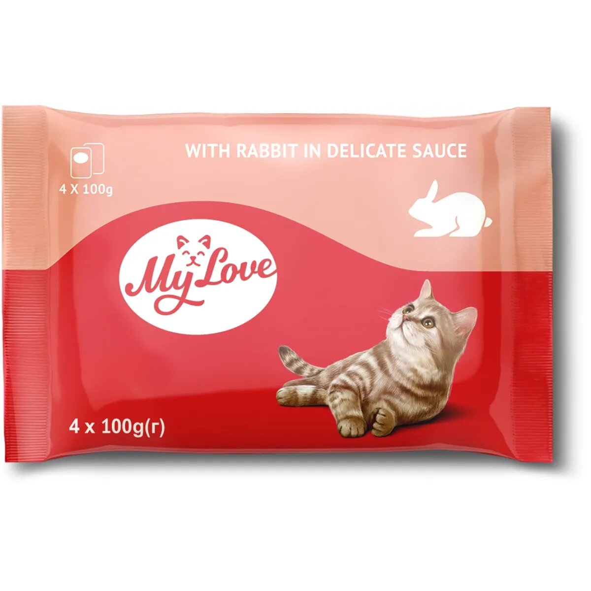 MY LOVE Iepure plic hrană umedă pisici (în sos) bax 100g x 4buc Iepure plic hrană umedă pisici (în sos) bax 85g x 4buc