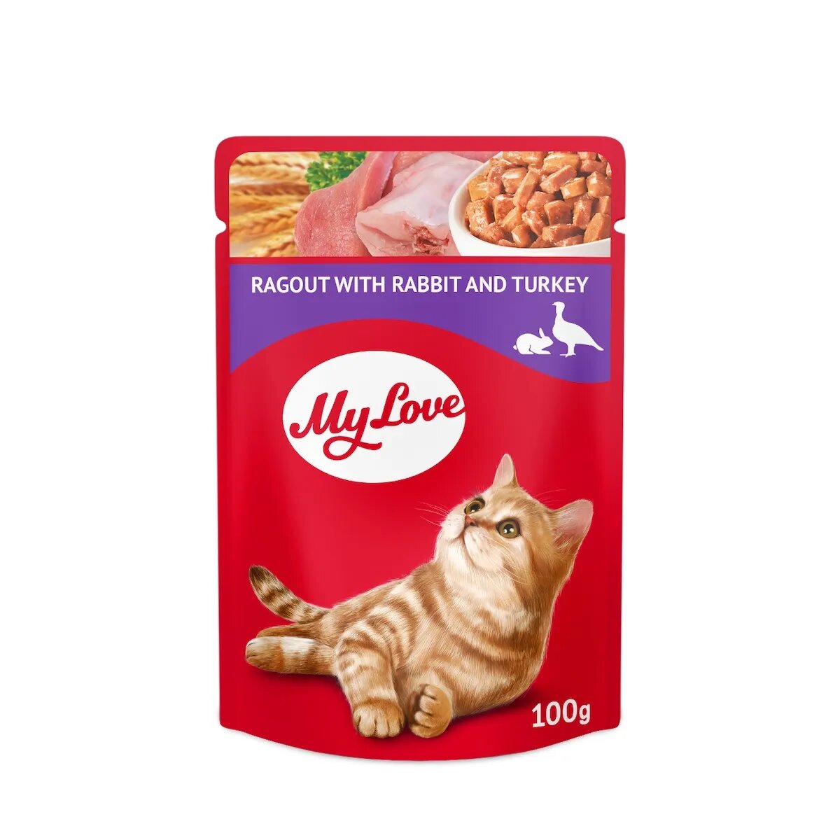 MY LOVE Iepure și Curcan hrană umedă pisici (în sos) Iepure și Curcan plic hrană umedă pisici (în sos) 85g
