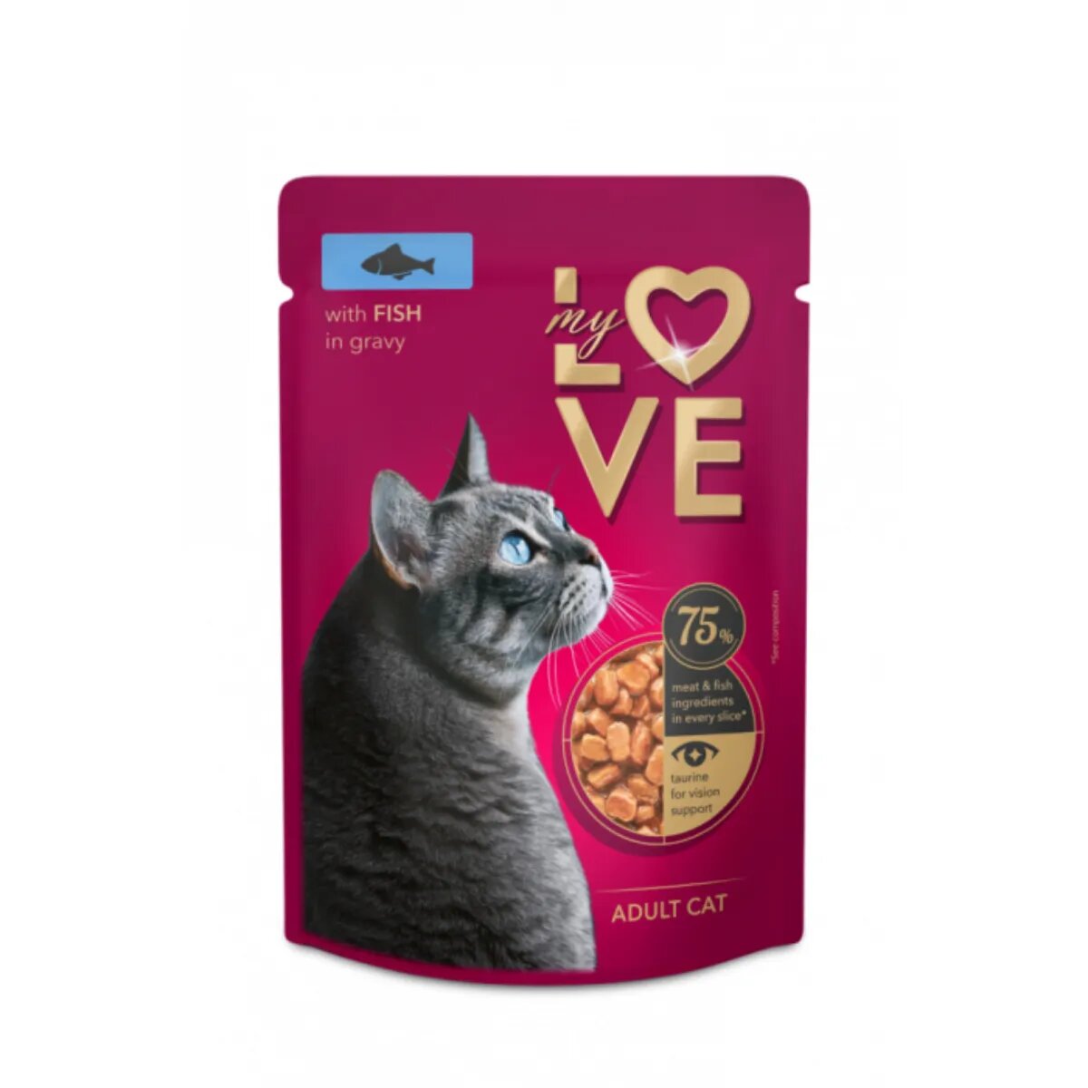 MY LOVE Pește plic hrană umedă pisici (în sos) bax 85g x 24buc