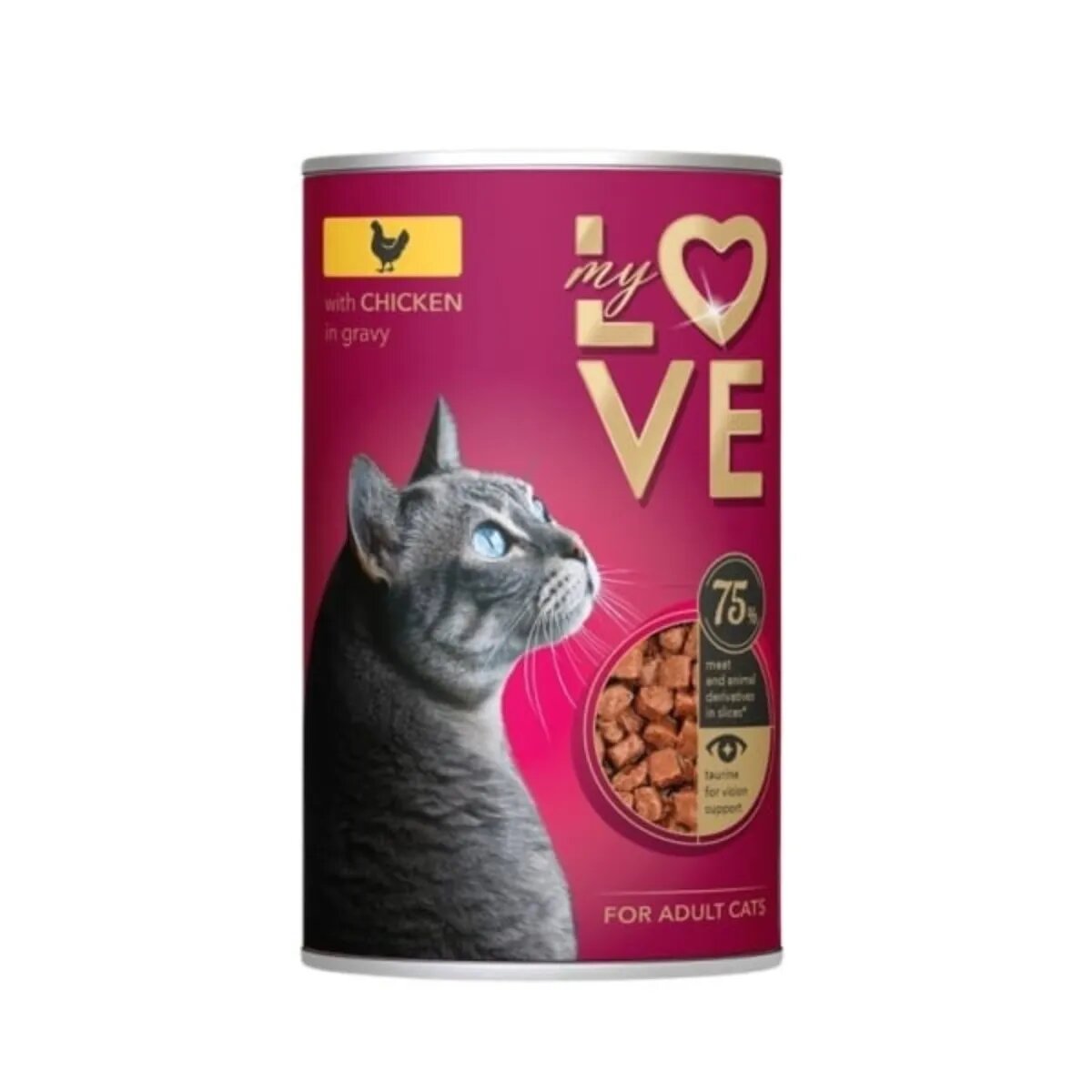 MY LOVE Pui conservă hrană umedă pisici (în sos) 415g