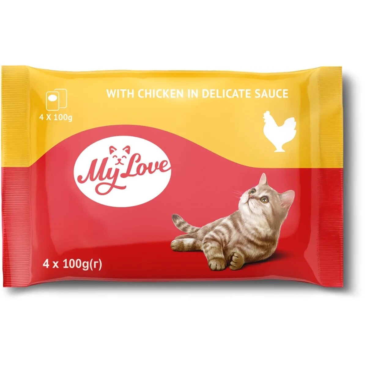 MY LOVE Pui plic hrană umedă pisici (în sos) bax 100g x 4buc