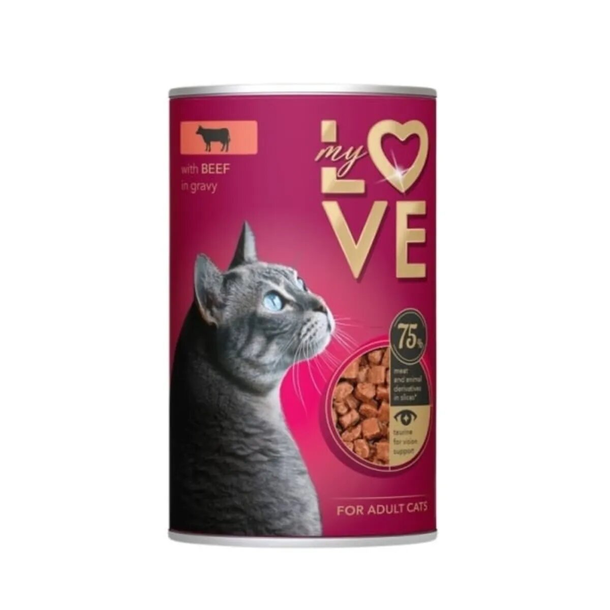 MY LOVE Vită conservă hrană umedă pisici (în sos) 415g