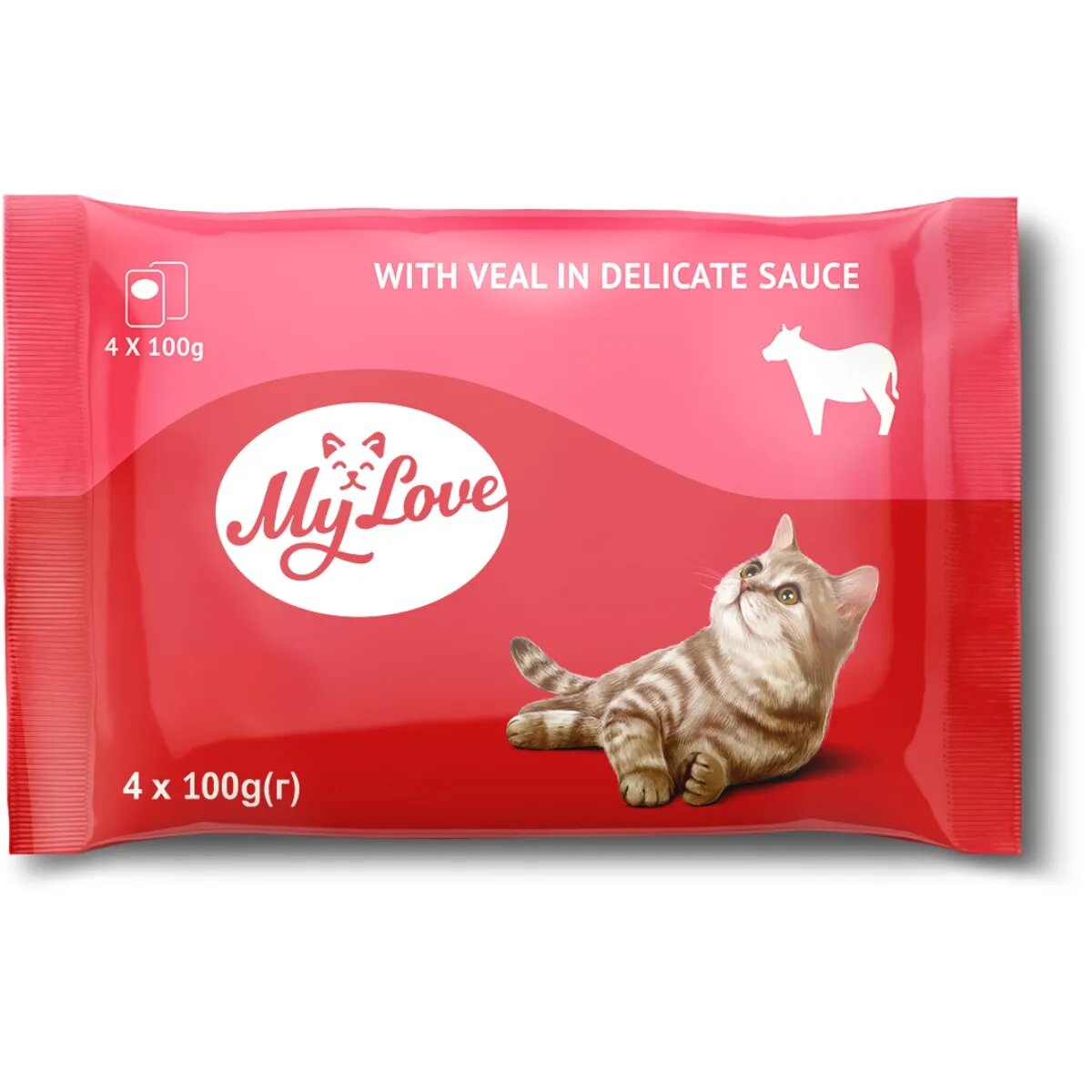 MY LOVE Vită plic hrană umedă pisici (în sos) bax 100g x 4buc