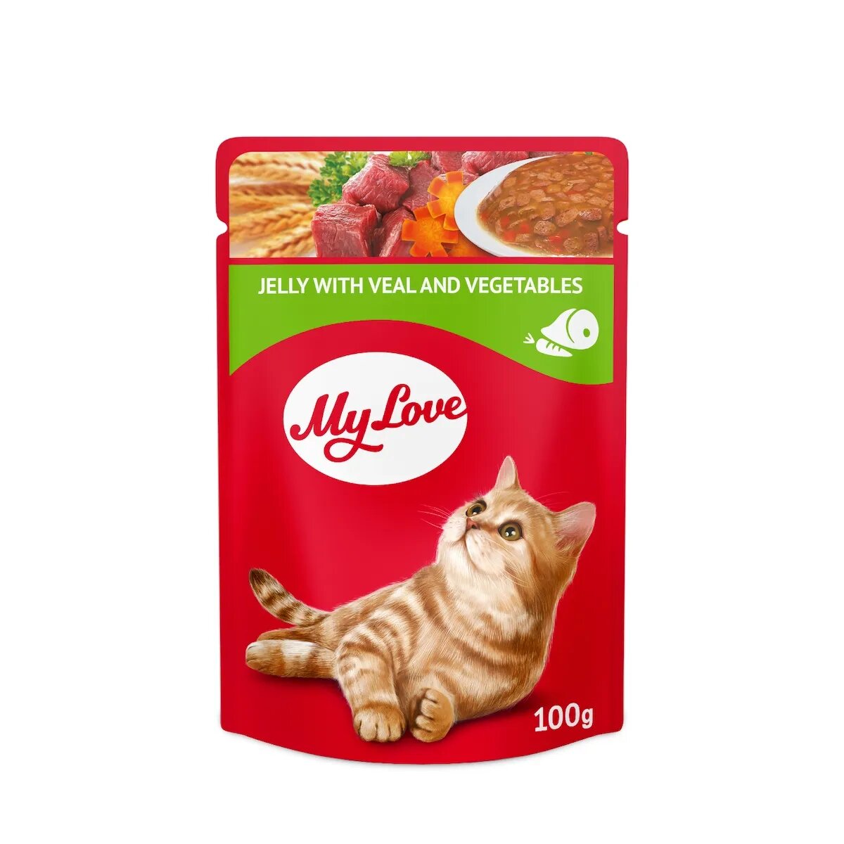 MY LOVE Vită și Legume hrană umedă pisici (în jeleu) Vită și Legume plic hrană umedă pisici (în jeleu) 85g x 24buc