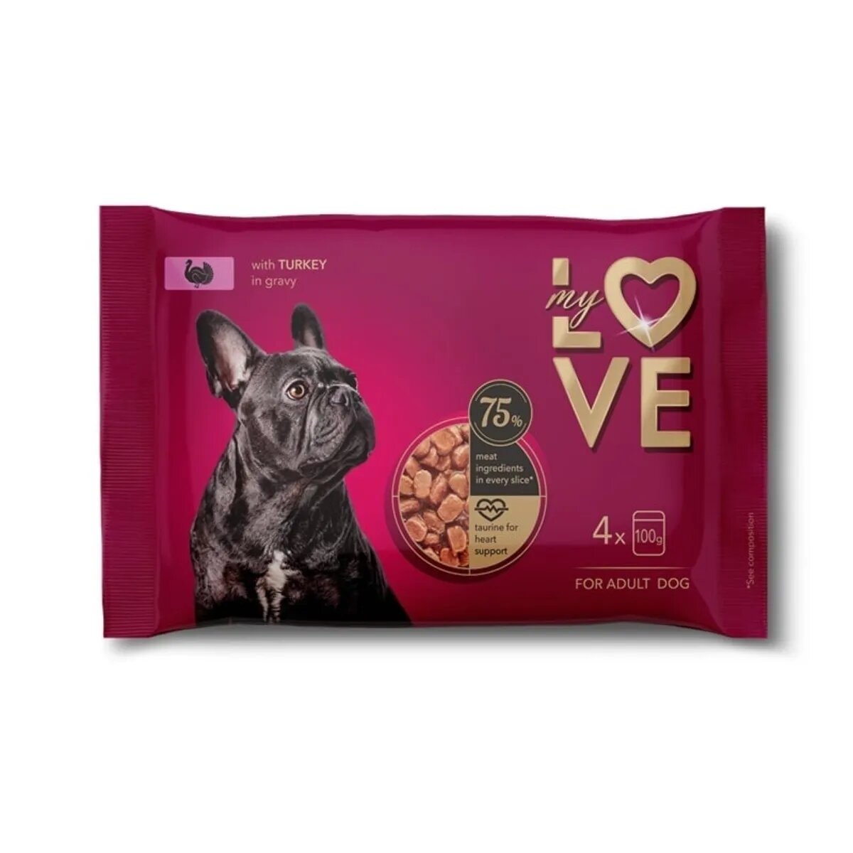 MY LOVE XS-XL Curcan plic hrană umedă câini (în sos) multipack 100g x 4buc