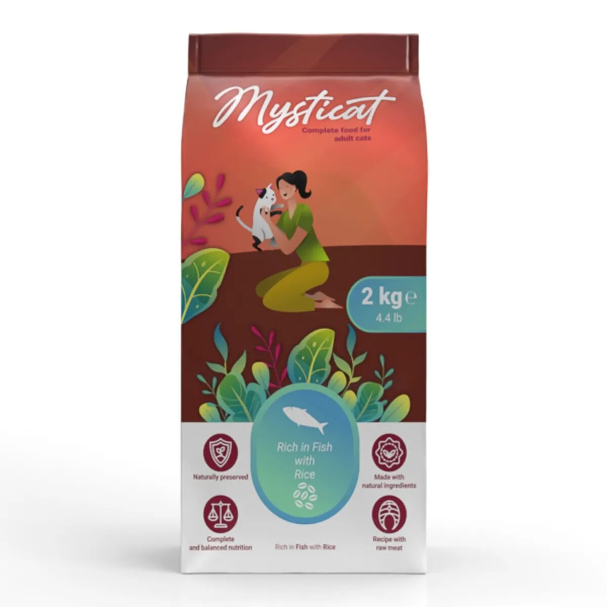 MYSTICAT Pește și Orez hrană uscată pisici 2kg