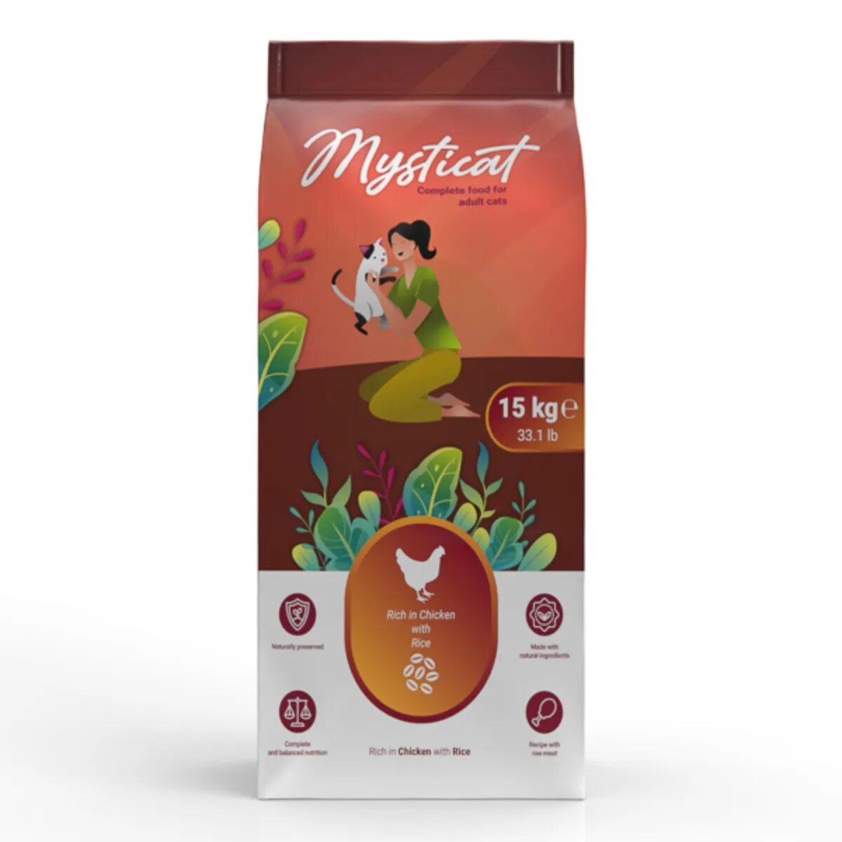 MYSTICAT Pui și Orez hrană uscată pisici 15kg