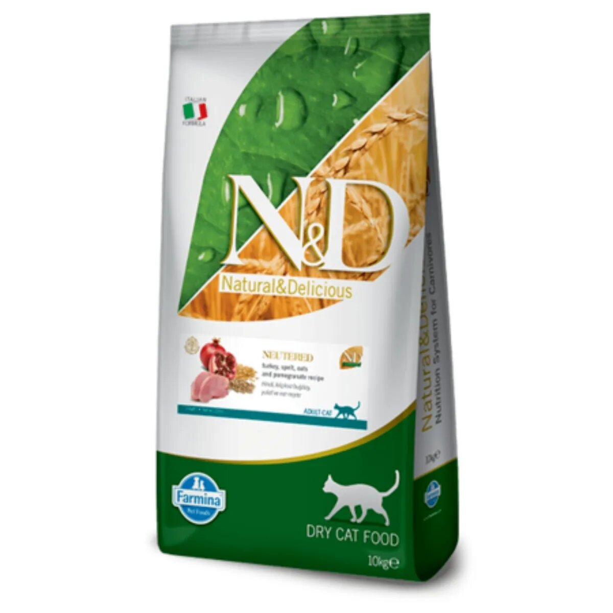 N&D Ancestral Grain Adult Sterilizat Curcan și Rodie hrană uscată conținut redus cereale pisici sterilizate 10kg