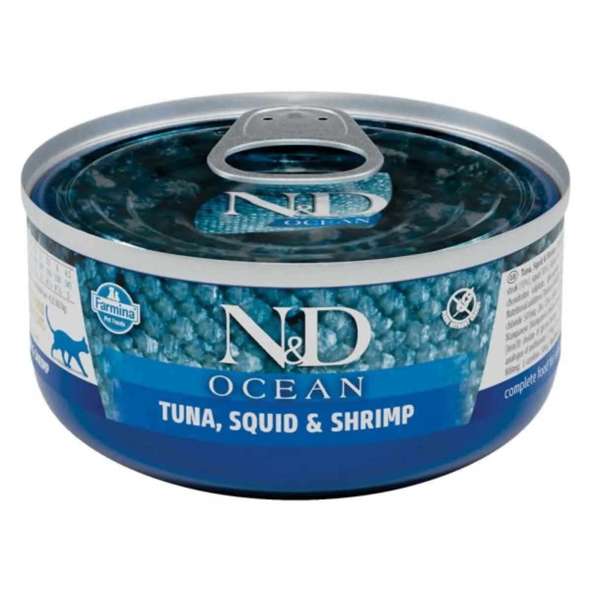 N&D Ocean Ton și Calamar conservă hrană umedă fără cereale pisici (în sos) 70g