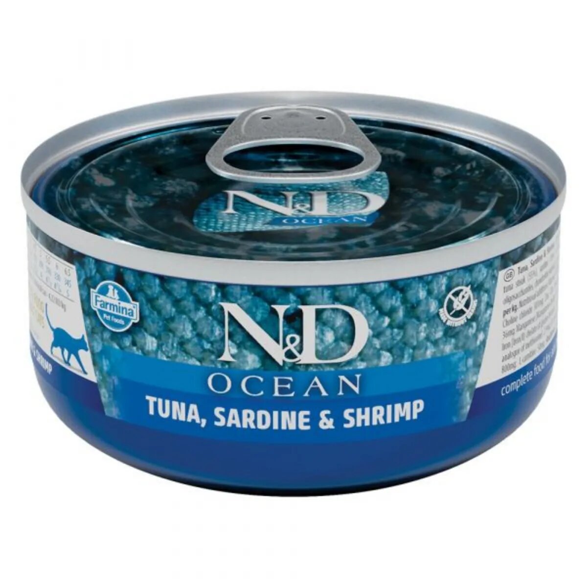 N&D Ocean Ton și Sardine conservă hrană umedă fără cereale pisici (în sos) 70g
