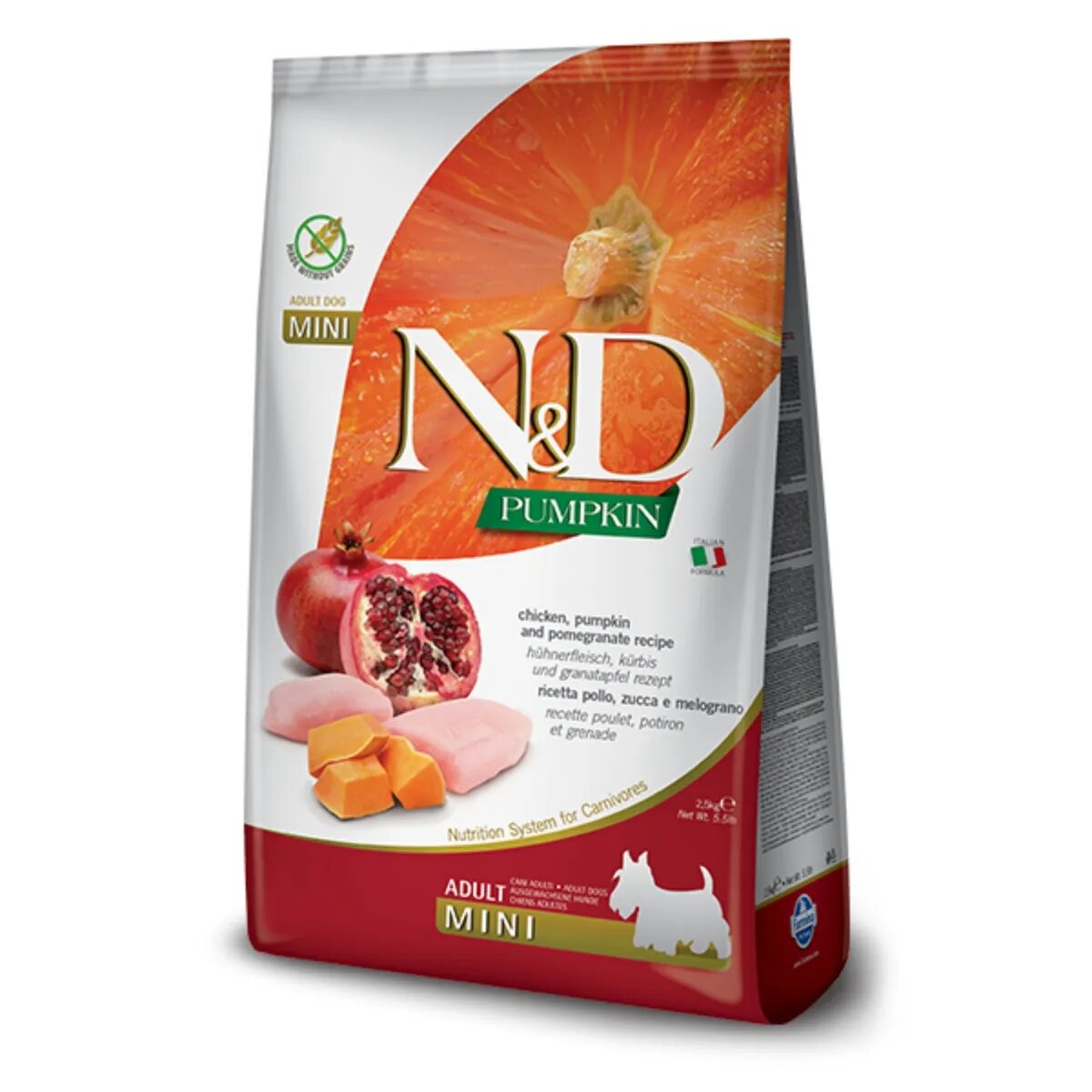 N&D Pumpkin Adult Mini XS-S Pui și Rodie hrană uscată fără cereale câini 7kg