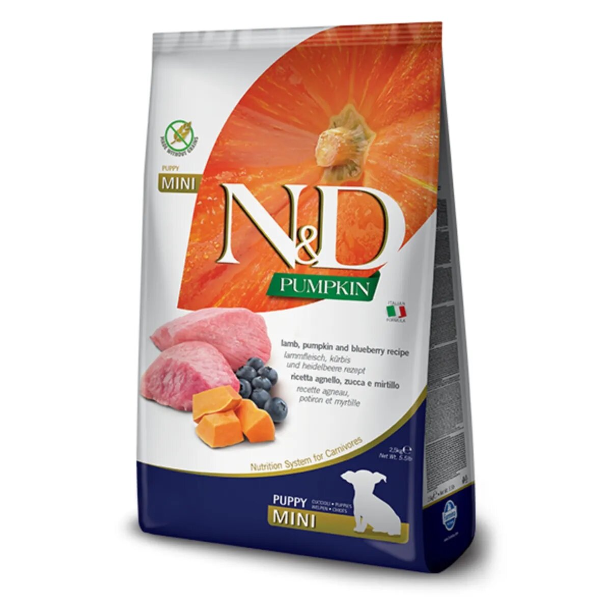 N&D Pumpkin Puppy Mini XS-S Miel și afine hrană uscată fără cereale câini junior 2.5kg