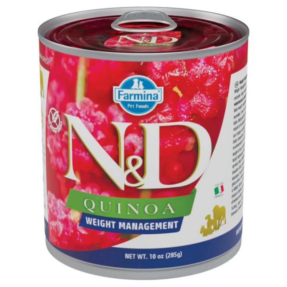 N&D Quinoa Controlul Greutatii XS-XL Miel și Hering conservă hrană umedă fără cereale câini obezitate (în sos) 285g
