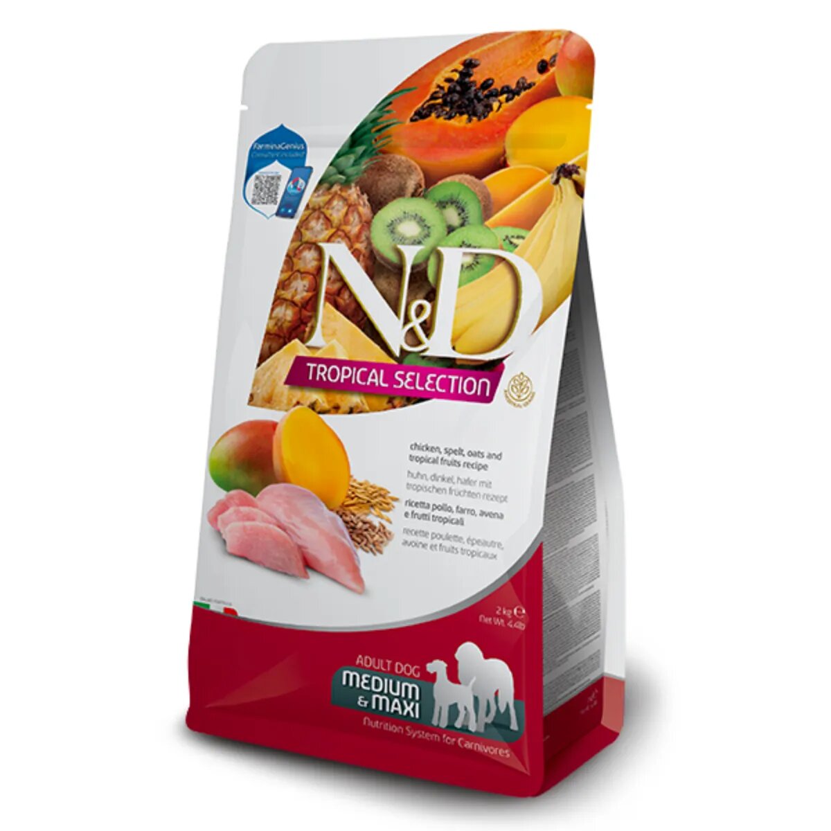 N&D Tropical Selection Adult Medium & Maxi M-XL Pui hrană uscată conținut redus cereale câini 10kg