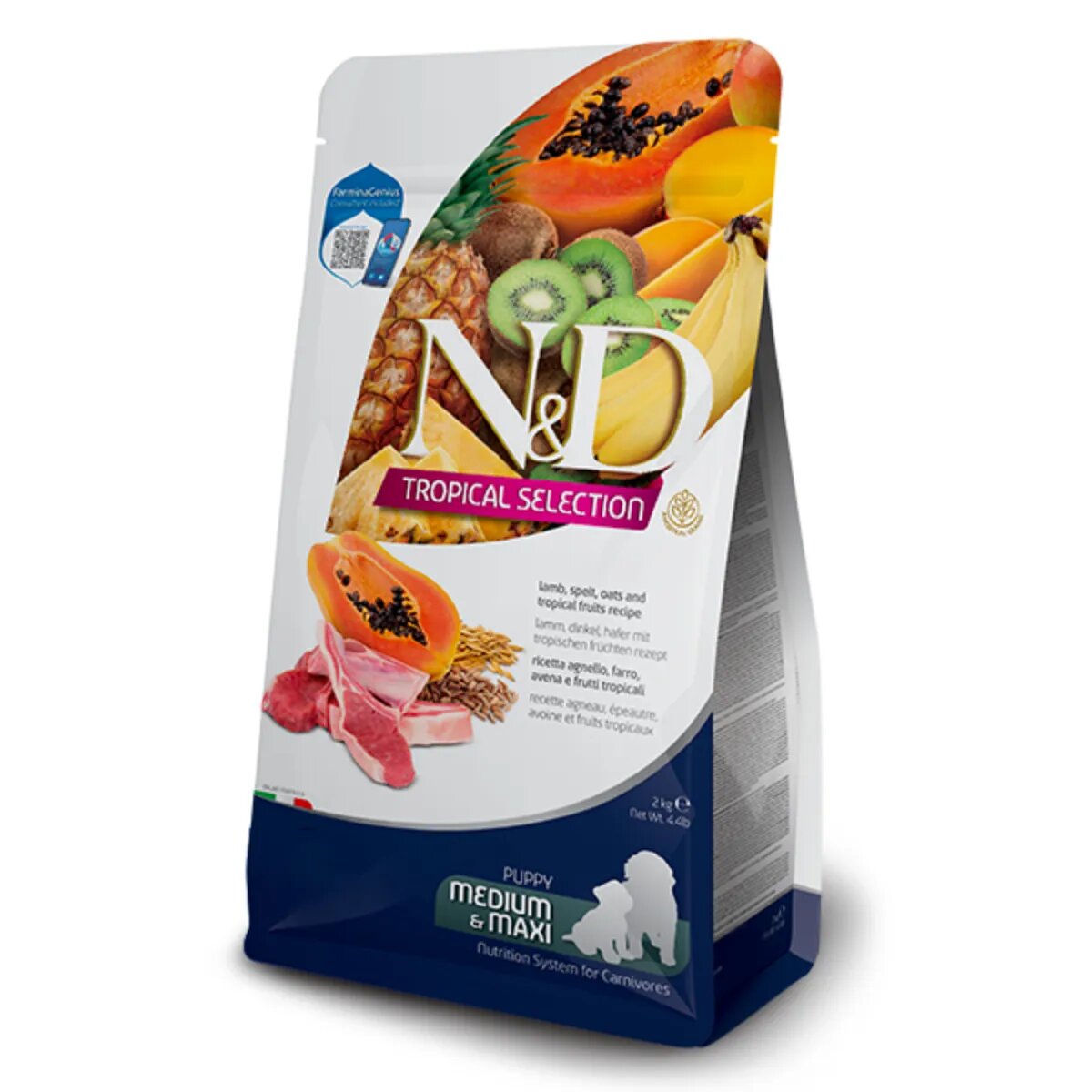 N&D Tropical Selection Puppy Medium & Maxi M-XL Miel hrană uscată conținut redus cereale câini junior 2kg
