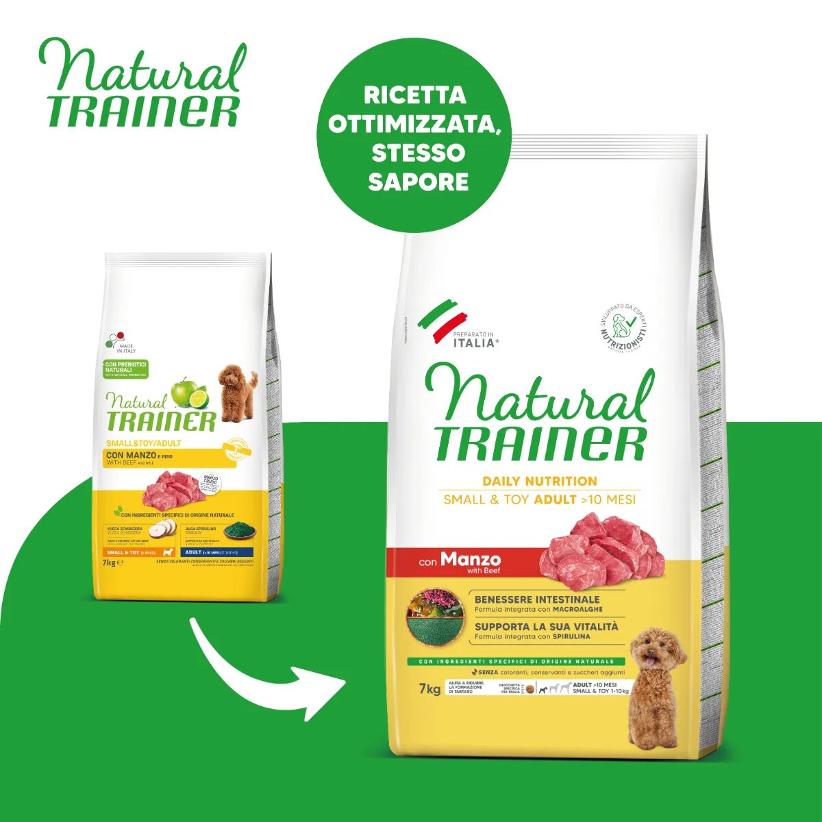 Natural Trainer Daily Nutrition Small & Toy XS-S Vită hrană uscată câini 7kg