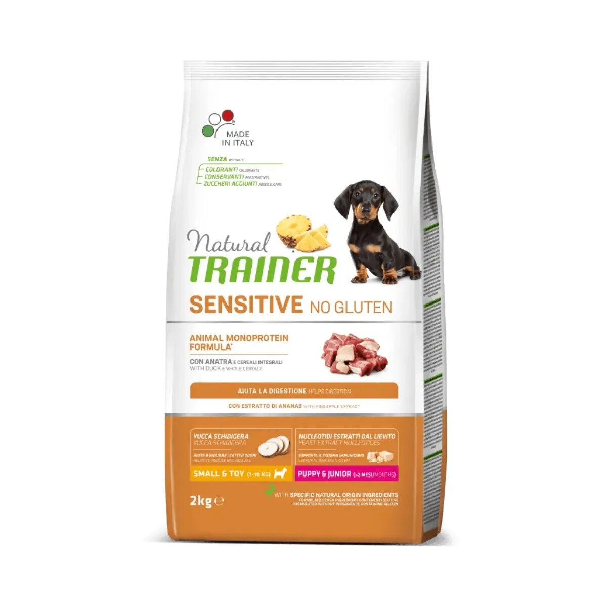 Natural Trainer Sensitive No Gluten XS-S Rață hrană uscată monoproteică câini junior sistem digestiv 2kg