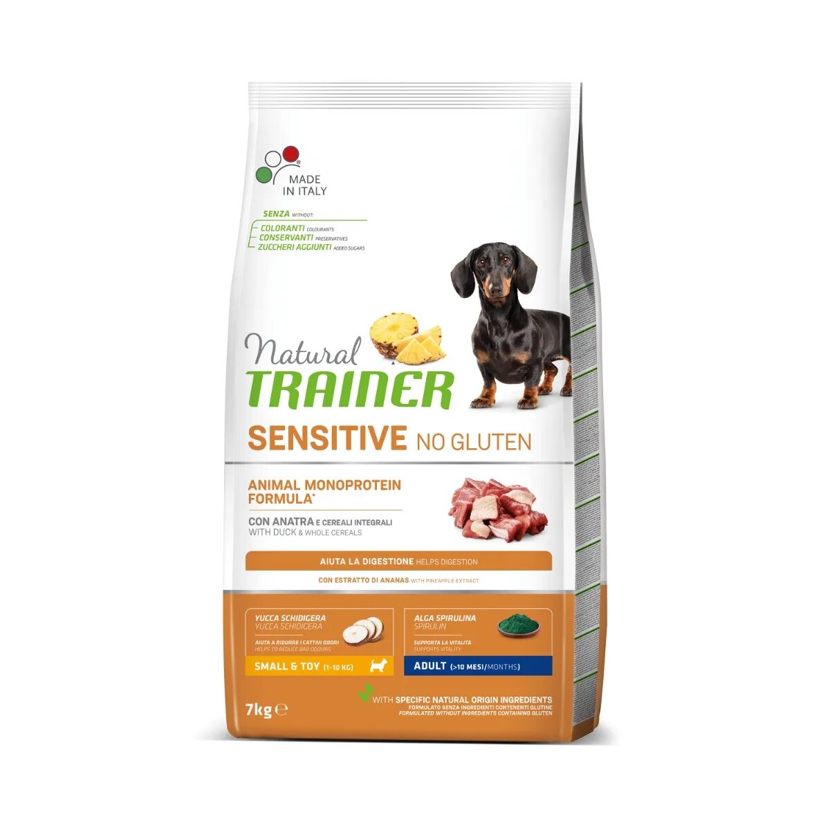 Natural Trainer Sensitive No Gluten XS-S Rață hrană uscată monoproteică câini sistem digestiv 7kg