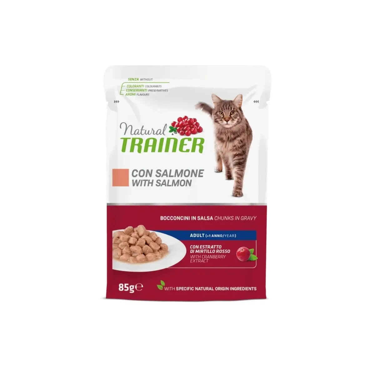 Natural Trainer Somon plic hrană umedă pisici (în sos) 85g