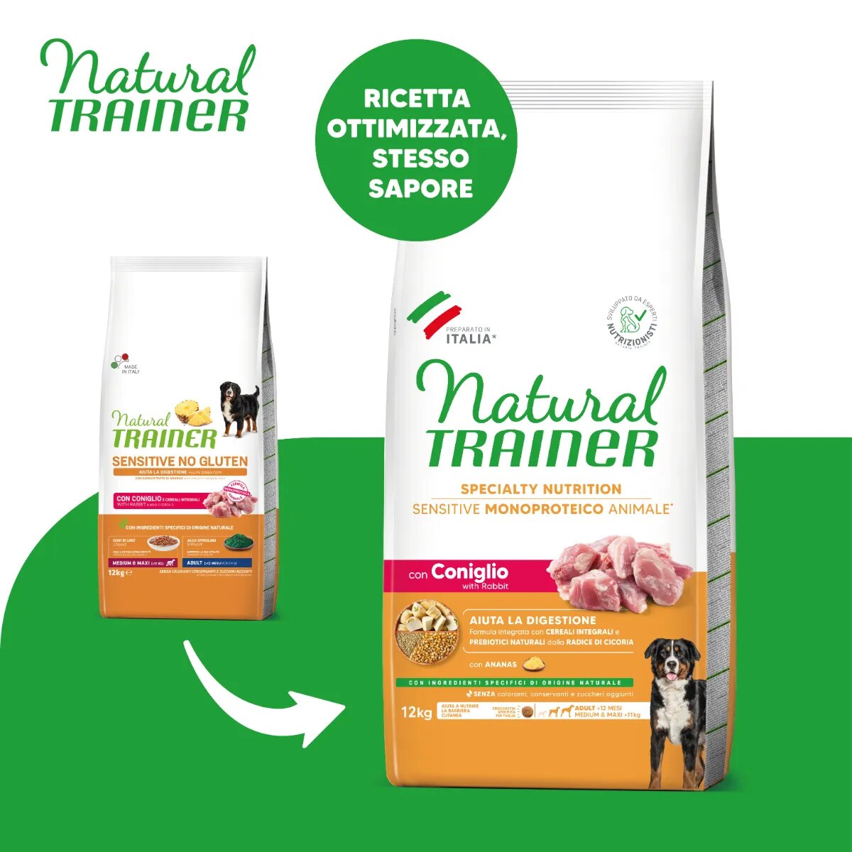 Natural Trainer Speciality Nutrition Sensitive M-XL Iepure hrană uscată monoproteică câini sistem digestiv 12kg