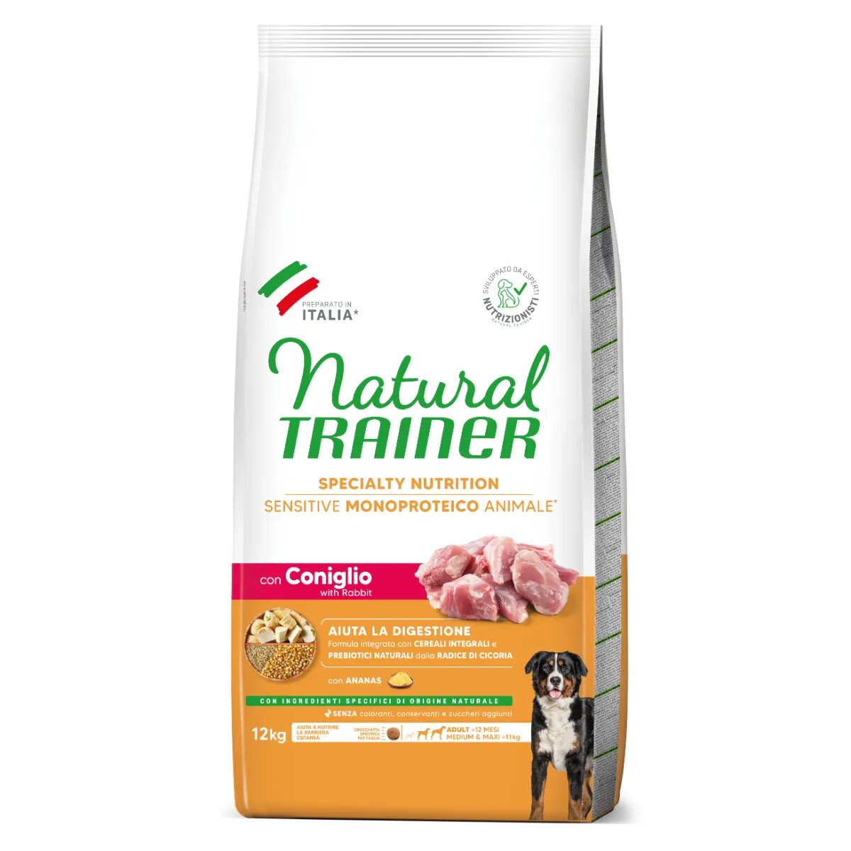 Natural Trainer Speciality Nutrition Sensitive M-XL Iepure hrană uscată monoproteică câini sistem digestiv 12kg