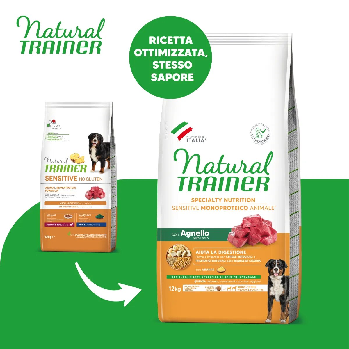 Natural Trainer Speciality Nutrition Sensitive M-XL Miel hrană uscată monoproteică câini sistem digestiv 12kg
