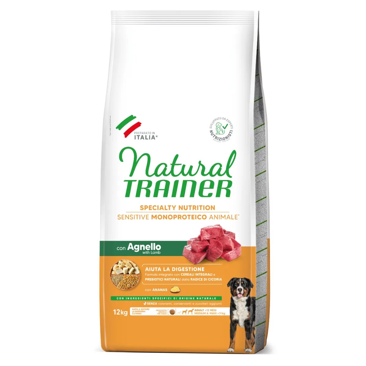 Natural Trainer Speciality Nutrition Sensitive M-XL Miel hrană uscată monoproteică câini sistem digestiv 12kg