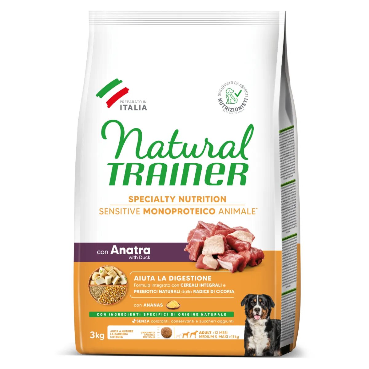 Natural Trainer Speciality Nutrition Sensitive M-XL Rață hrană uscată monoproteică câini sistem digestiv 3kg