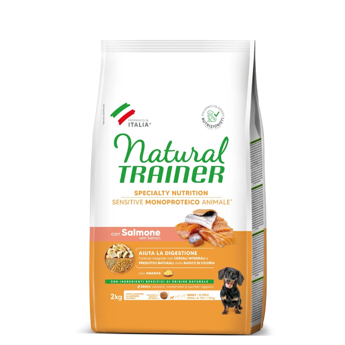 Natural Trainer Speciality Nutrition Sensitive XS-S Somon hrană uscată monoproteică câini sistem digestiv 2kg