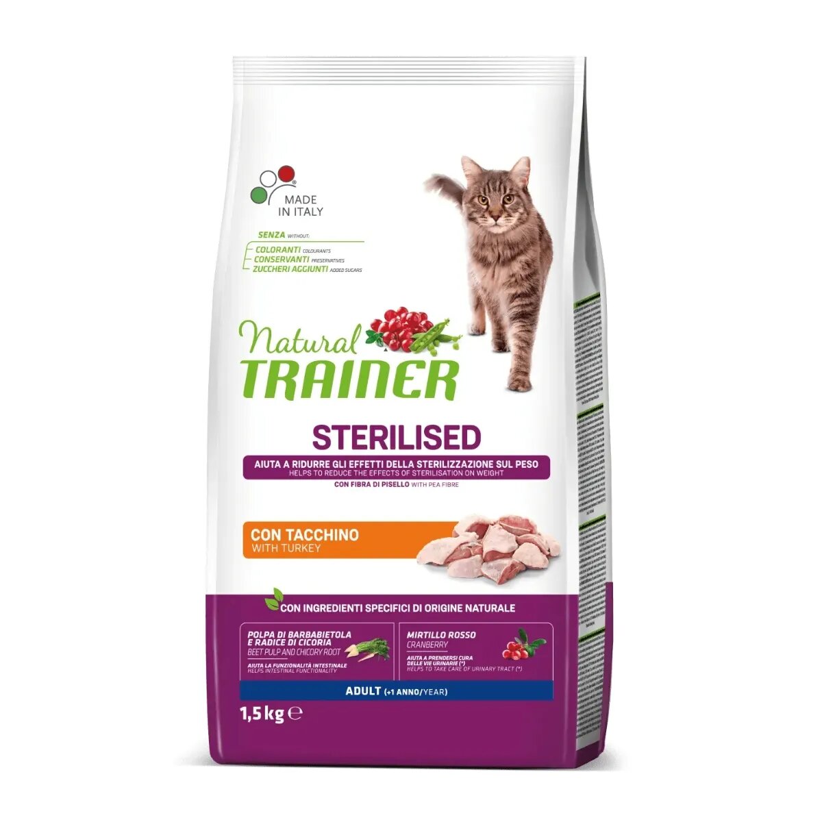 Natural Trainer Sterilised Curcan hrană uscată pisici sterilizate 1.5kg