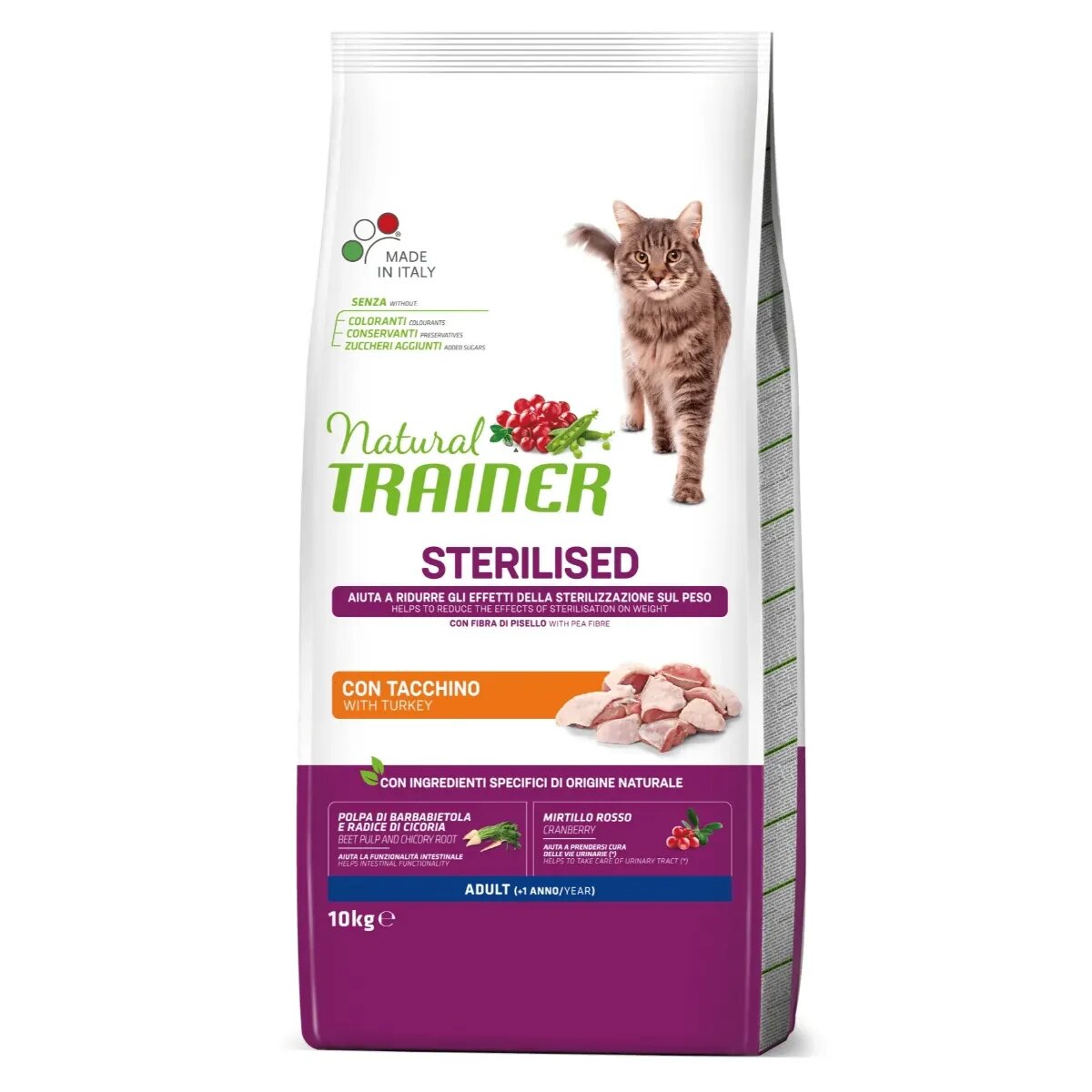 Natural Trainer Sterilised Curcan hrană uscată pisici sterilizate 10kg