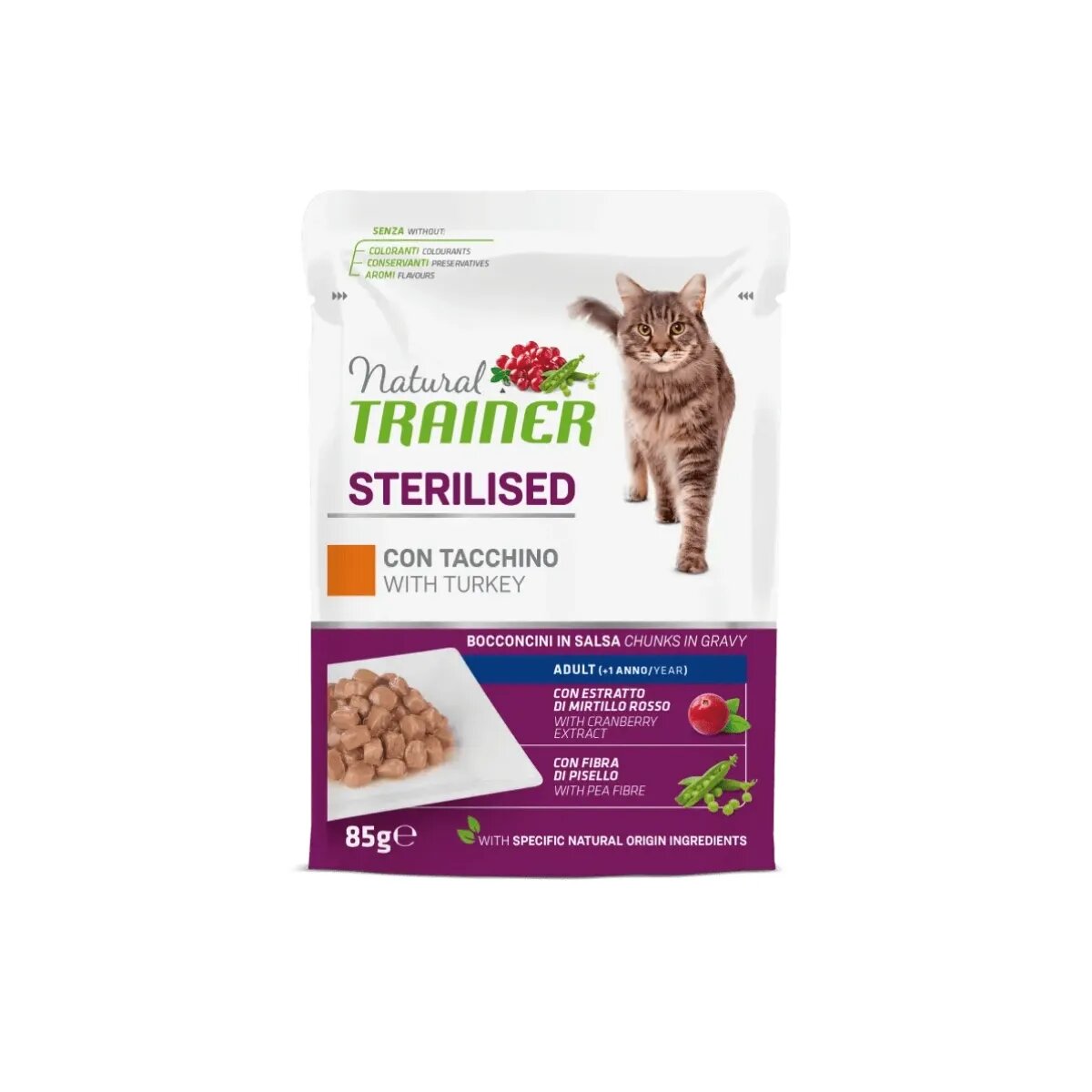 Natural Trainer Sterilised Curcan plic hrană umedă pisici sterilizate (în sos) 85g