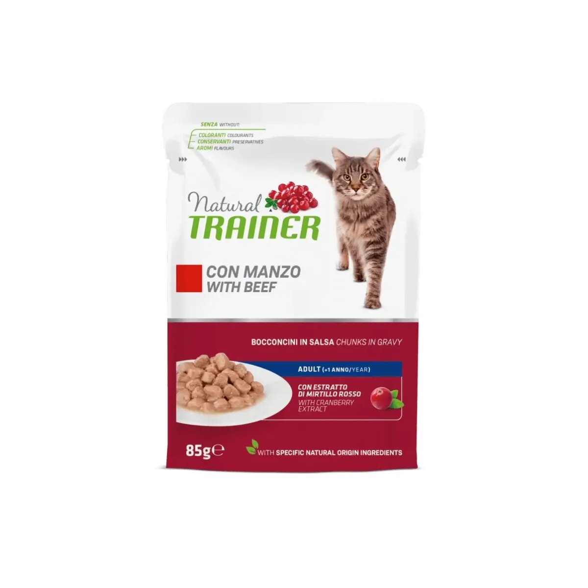 Natural Trainer Vită plic hrană umedă pisici (în sos) 85g