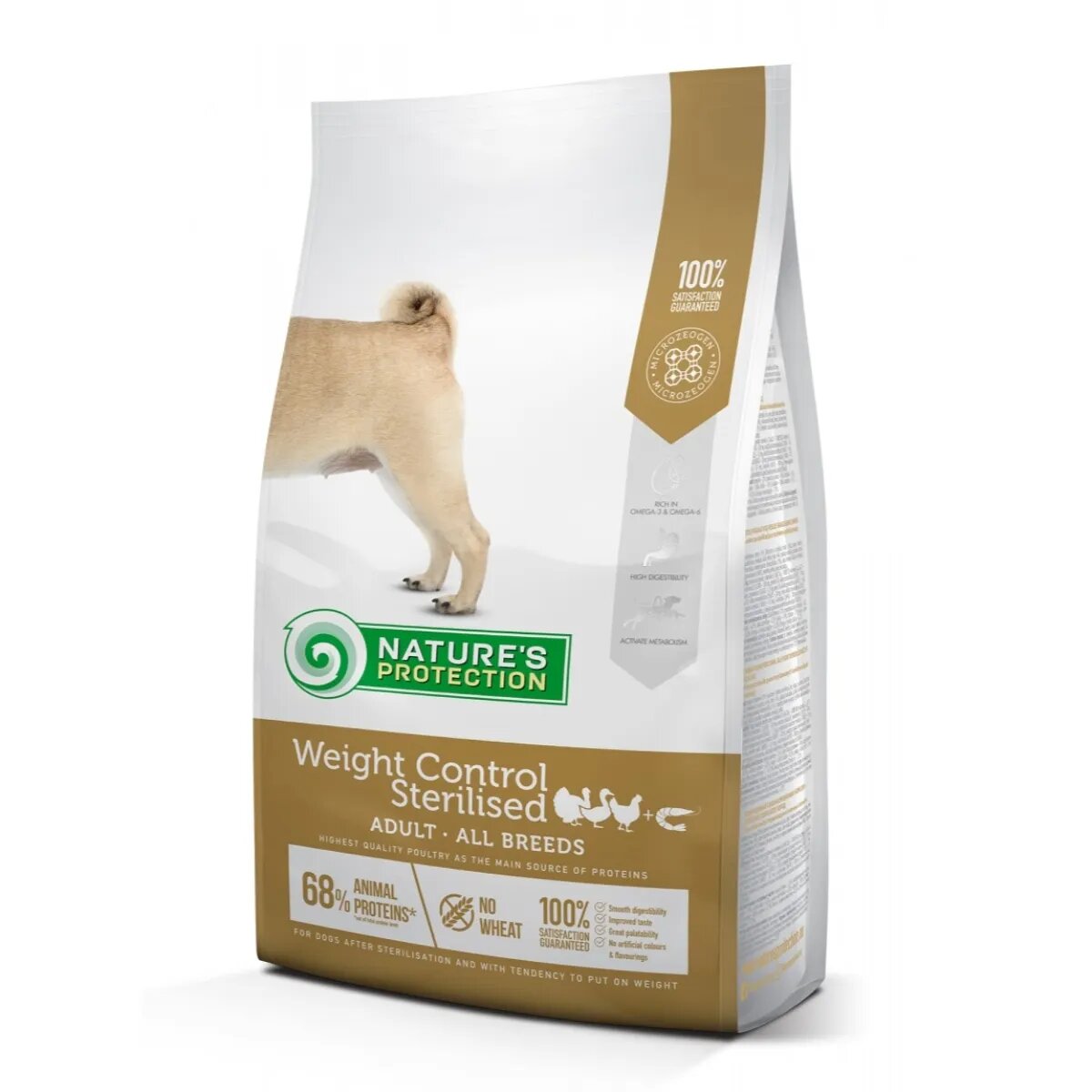 Natures Protection Adult Weight Control Sterilised Pasăre cu Krill hrană uscată câini controlul greutății 12kg