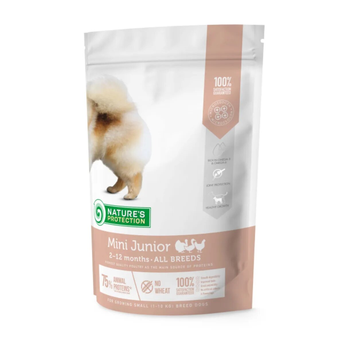 Natures Protection Junior Small Breed XS-S Pui și Krill hrană uscată câini junior 500g