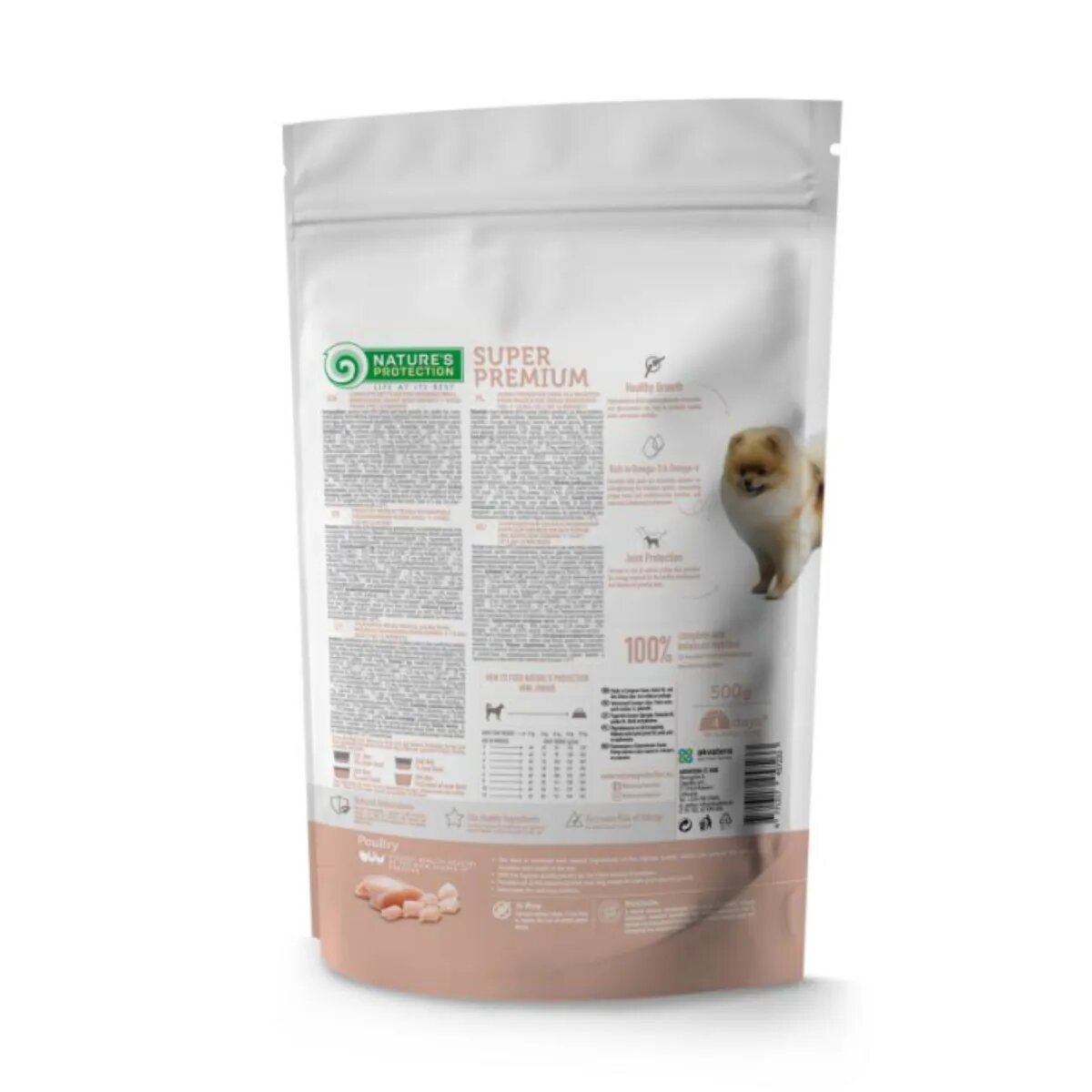 Natures Protection Junior Small Breed XS-S Pui și Krill hrană uscată câini junior 500g