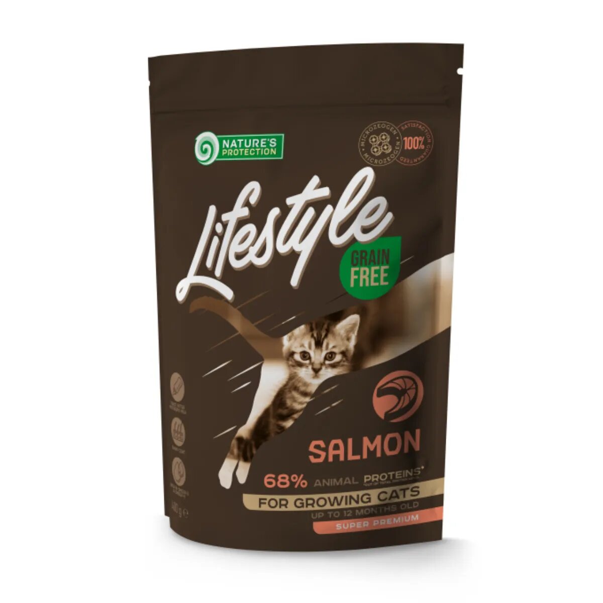 Natures Protection Lifestyle Kitten Somon hrană uscată fără cereale pisici junior 400g