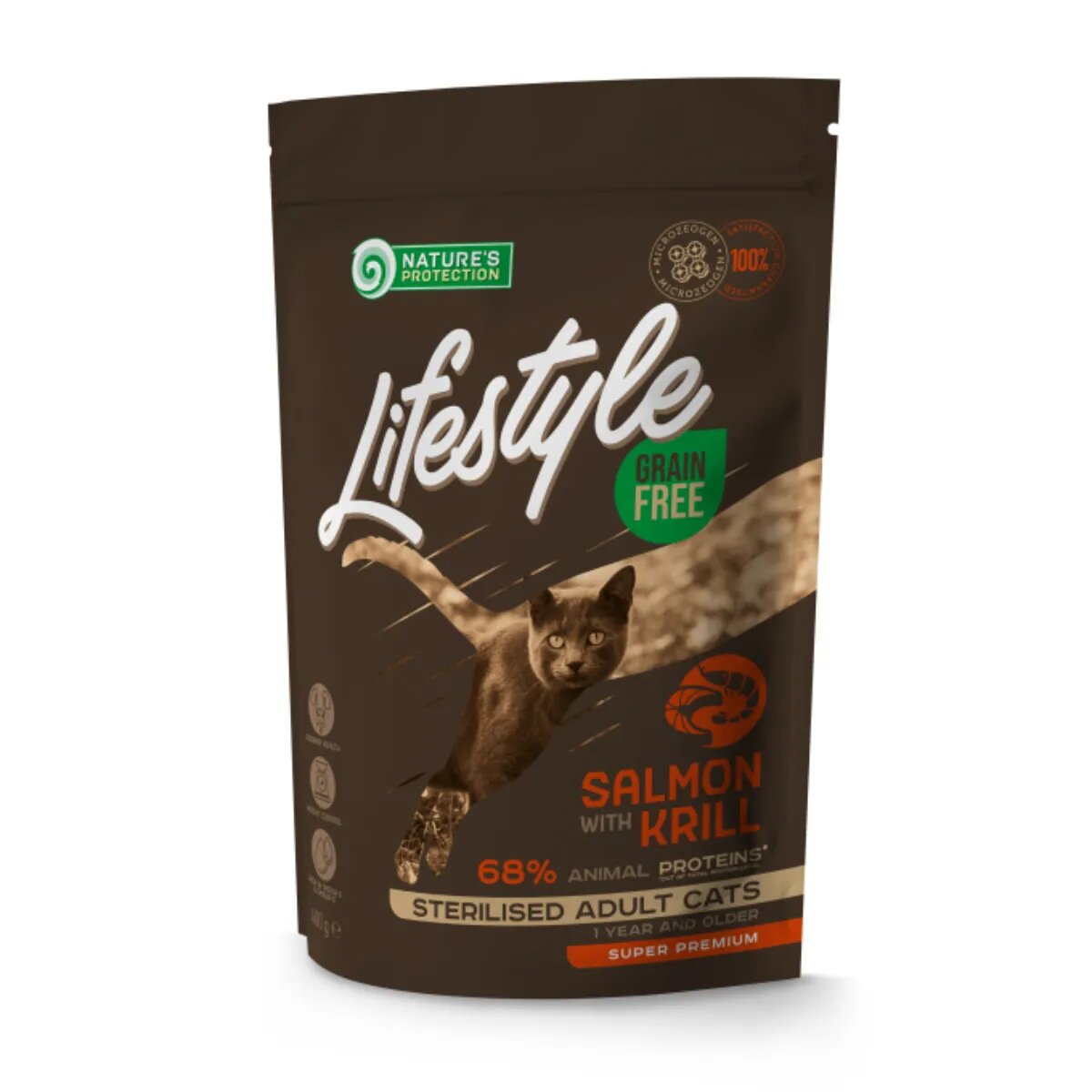 Natures Protection Lifestyle Sterilised Somon și Krill hrană uscată fără cereale pisici sterilizate 7kg