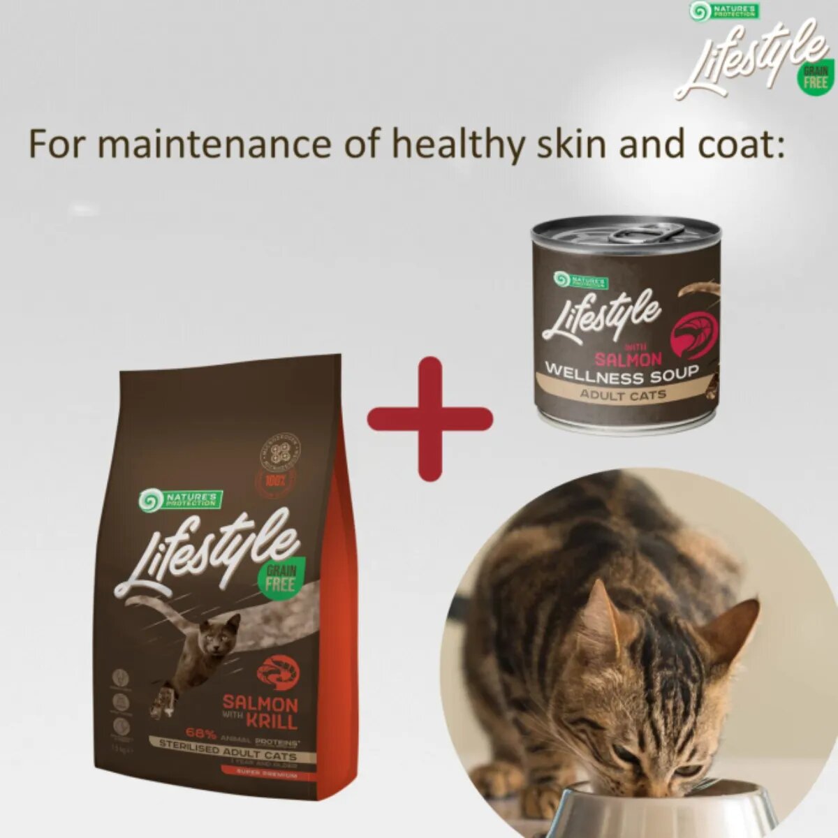 Natures Protection Lifestyle Sterilised Soup Somon conservă hrană umedă pisici sterilizate (topping) 140g