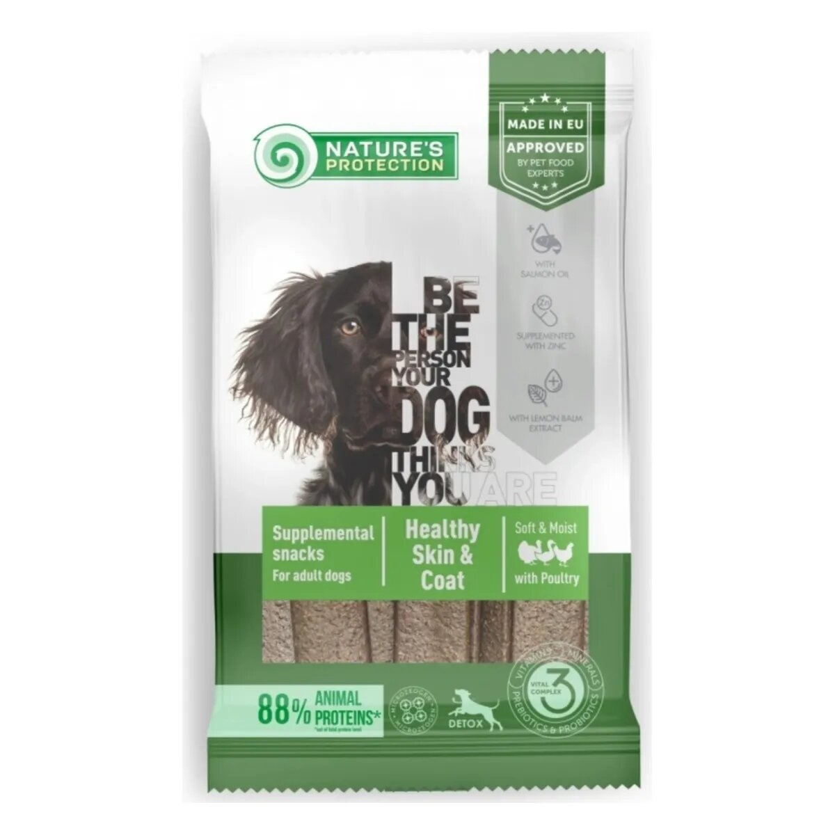 Natures Protection Snack Skin & Coat Pasăre recompense funcționale câini piele și blană 160g