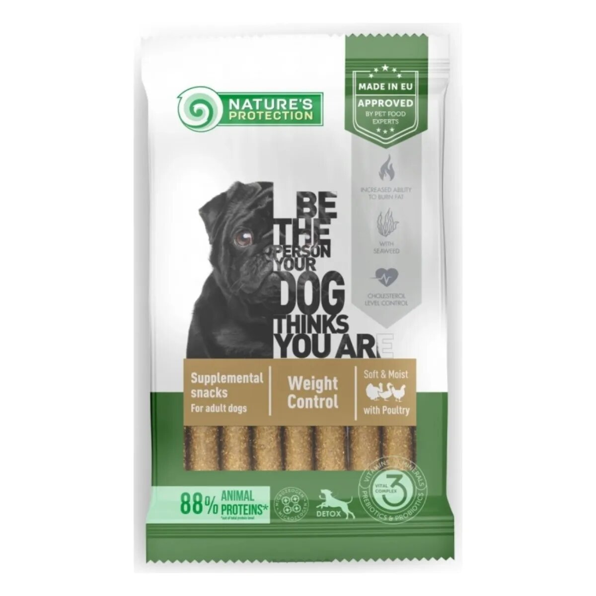 Natures Protection Snack Weight Control Pasăre recompense funcționale câini managementul greutății 110g
