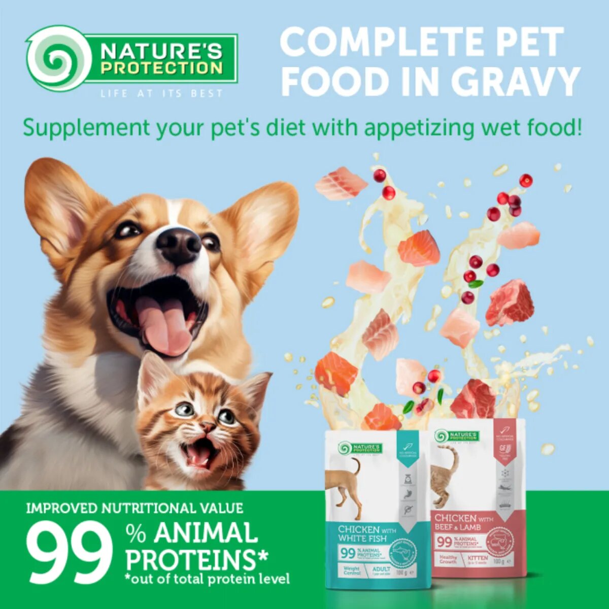 Natures Protection Sterilised Curcan și Merișoare plic hrană umedă monoproteică pisici sterilizate (în sos) 100g