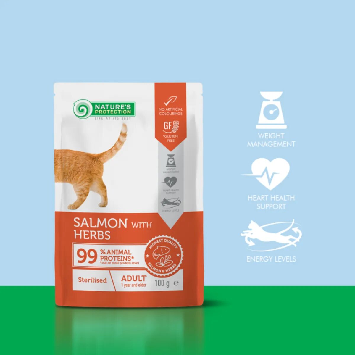 Natures Protection Sterilised Somon plic hrană umedă pisici sterilizate (în sos) 100g